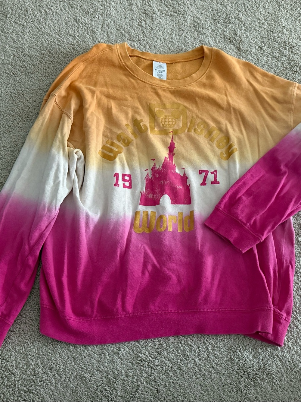 Walt Disney World Cinderella Castle Pullover Ombre Pink + Orange Sweatshirt